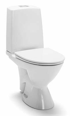 IDO Glow 63, Lattia-WC, malli ilman istuinkantta, pieni ja iso huuhtelu, poistoputken reikä oikealla edestä katsottuna
